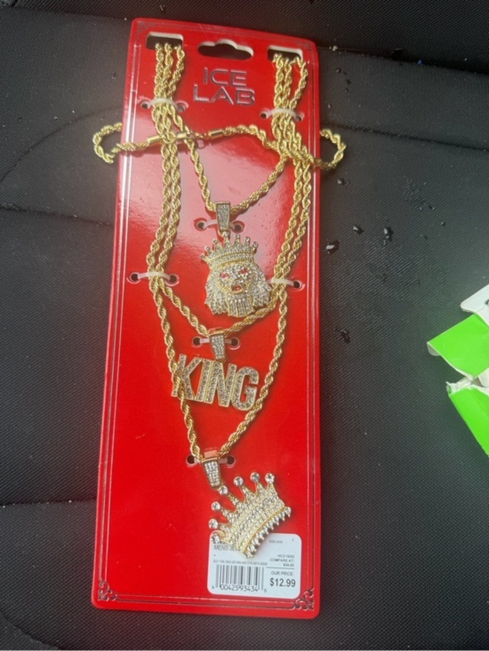 ICE LAB Gold King Crown Chain Necklace Set
